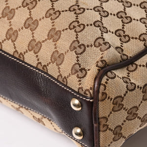 Very Good Condition GUCCI Gucci New Brit GG Canvas Handbag 169971 Beige Brown Gold Hardware Used 4a003449