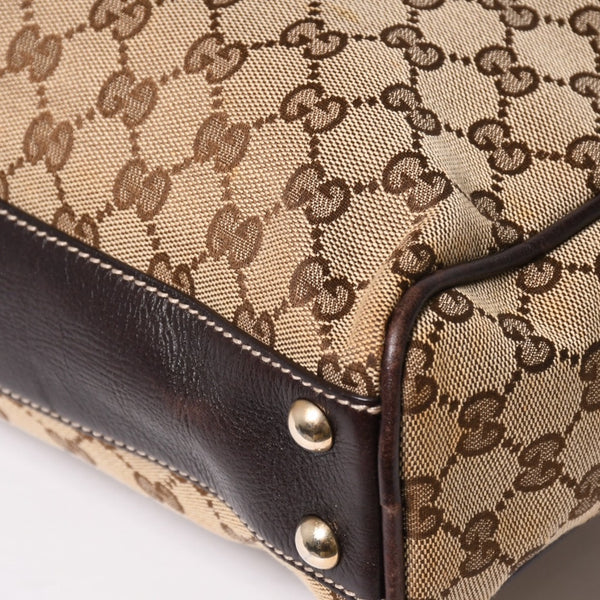 Very Good Condition GUCCI Gucci New Brit GG Canvas Handbag 169971 Beige Brown Gold Hardware Used 4a003449