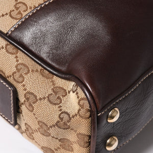Very Good Condition GUCCI Gucci New Brit GG Canvas Handbag 169971 Beige Brown Gold Hardware Used 4a003449