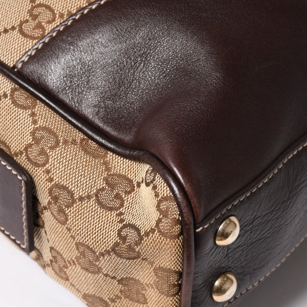 Very Good Condition GUCCI Gucci New Brit GG Canvas Handbag 169971 Beige Brown Gold Hardware Used 4a003449