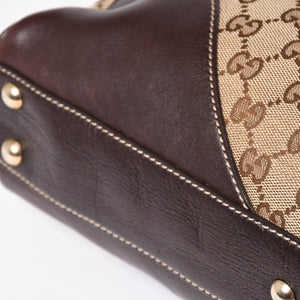 Very Good Condition GUCCI Gucci New Brit GG Canvas Handbag 169971 Beige Brown Gold Hardware Used 4a003449