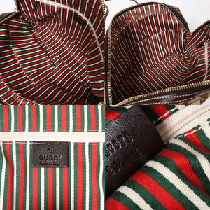 Very Good Condition GUCCI Gucci New Brit GG Canvas Handbag 169971 Beige Brown Gold Hardware Used 4a003449