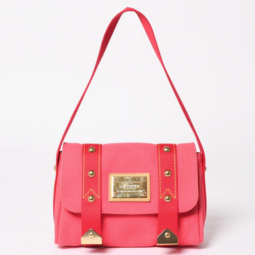 LOUIS VUITTTON M40071 Antigua Sac Mule Bag Flap Handbag Shoulder Bag Pink Gold Hardware Good Condition Used 4a003467