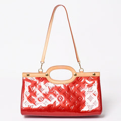 極美品 LOUIS VUITTON ルイヴィトン ロクスバリー ドライブ ハンドバッグ ワンショルダー M91987 モノグラムヴェルニ レッド ゴールド金具 中古 4a003477