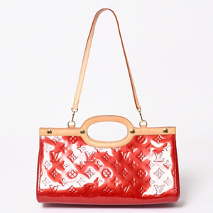 極美品 LOUIS VUITTON ルイヴィトン ロクスバリー ドライブ ハンドバッグ ワンショルダー M91987 モノグラムヴェルニ レッド ゴールド金具 中古 4a003477