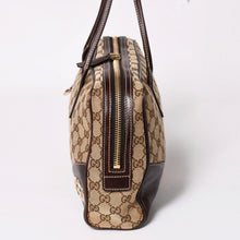 Load image into Gallery viewer, 極美品 GUCCI グッチ ニューブリット GGキャンバス ハンドバッグ 169971 ベージュ ブラウン ゴールド金具 中古 4a003449