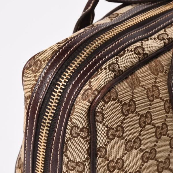 Very Good Condition GUCCI Gucci New Brit GG Canvas Handbag 169971 Beige Brown Gold Hardware Used 4a003449