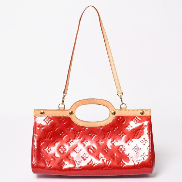 極美品 LOUIS VUITTON ルイヴィトン ロクスバリー ドライブ ハンドバッグ ワンショルダー M91987 モノグラムヴェルニ レッド ゴールド金具 中古 4a003477