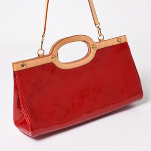極美品 LOUIS VUITTON ルイヴィトン ロクスバリー ドライブ ハンドバッグ ワンショルダー M91987 モノグラムヴェルニ レッド ゴールド金具 中古 4a003477