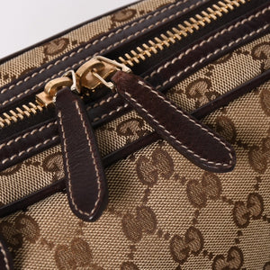 Very Good Condition GUCCI Gucci New Brit GG Canvas Handbag 169971 Beige Brown Gold Hardware Used 4a003449