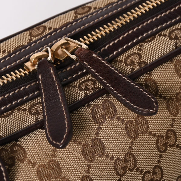 Very Good Condition GUCCI Gucci New Brit GG Canvas Handbag 169971 Beige Brown Gold Hardware Used 4a003449