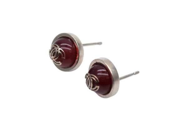 CHANEL シャネル ココマークボタン ピアス 重量約3.0g 07C刻印 赤ストーン ゴールド クリア 両耳用 美品 中古 4b000376