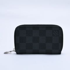 極美品 LOUIS VUITTON ルイヴィトン ジッピー コインパース ダミエグラフィット N63076 コインケース ミニウォレット ブラック ミニ財布 シルバー金具 中古 4a003880