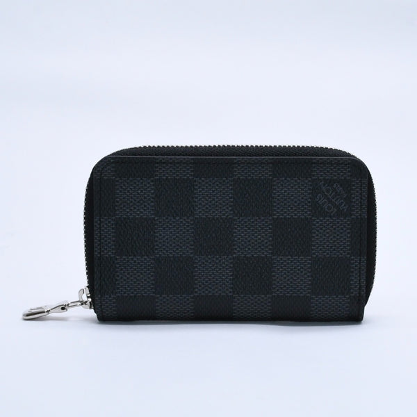 極美品 LOUIS VUITTON ルイヴィトン ジッピー コインパース ダミエグラフィット N63076 コインケース ミニウォレット ブラック ミニ財布 シルバー金具 中古 4a003880
