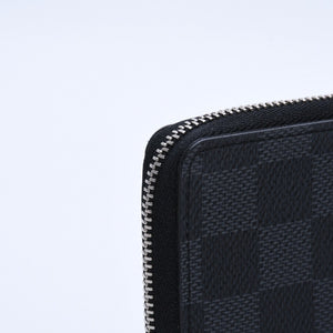極美品 LOUIS VUITTON ルイヴィトン ジッピー コインパース ダミエグラフィット N63076 コインケース ミニウォレット ブラック ミニ財布 シルバー金具 中古 4a003880