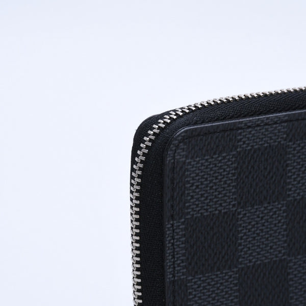極美品 LOUIS VUITTON ルイヴィトン ジッピー コインパース ダミエグラフィット N63076 コインケース ミニウォレット ブラック ミニ財布 シルバー金具 中古 4a003880