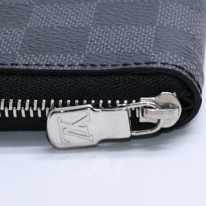 極美品 LOUIS VUITTON ルイヴィトン ジッピー コインパース ダミエグラフィット N63076 コインケース ミニウォレット ブラック ミニ財布 シルバー金具 中古 4a003880