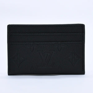 Like new LOUIS VUITTON Porto Cult Double Card Case M81415 Monogram Shadow Leather Embossed Black Used 4a003980