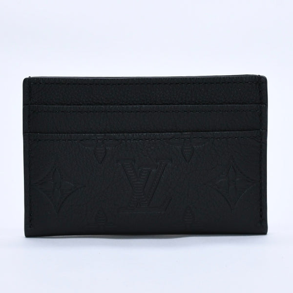Like new LOUIS VUITTON Porto Cult Double Card Case M81415 Monogram Shadow Leather Embossed Black Used 4a003980
