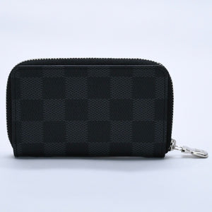 極美品 LOUIS VUITTON ルイヴィトン ジッピー コインパース ダミエグラフィット N63076 コインケース ミニウォレット ブラック ミニ財布 シルバー金具 中古 4a003880