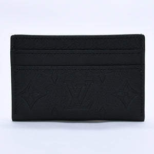 Like new LOUIS VUITTON Porto Cult Double Card Case M81415 Monogram Shadow Leather Embossed Black Used 4a003980