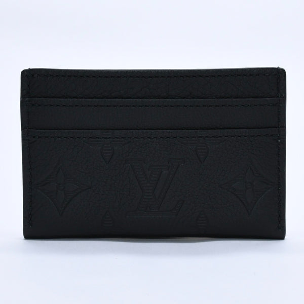Like new LOUIS VUITTON Porto Cult Double Card Case M81415 Monogram Shadow Leather Embossed Black Used 4a003980