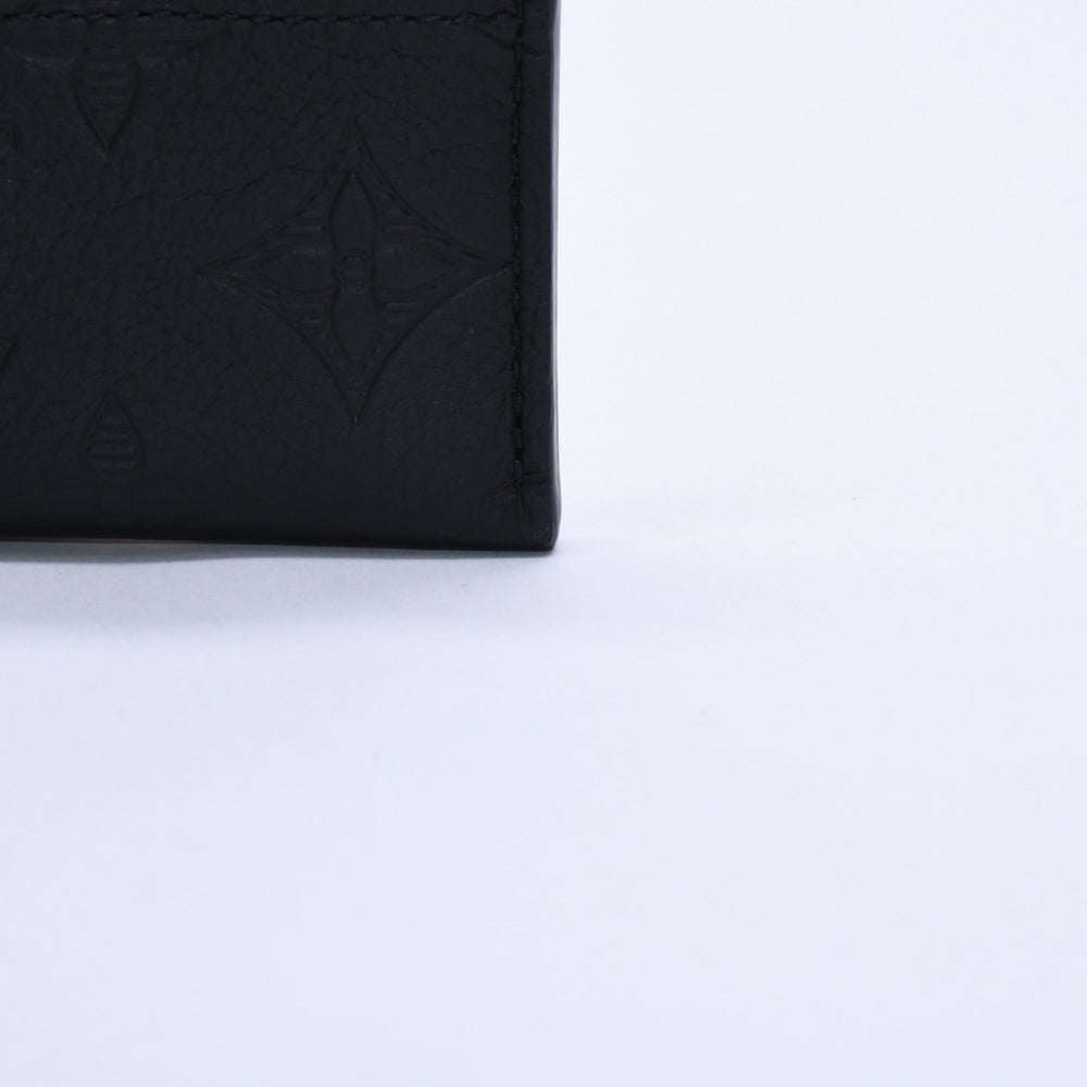 新品同様 LOUIS VUITTON ルイヴィトン ポルト カルト ダブル カードケース M81415 モノグラムシャドウレザー エンボス加工 ブラック 中古 4a003980