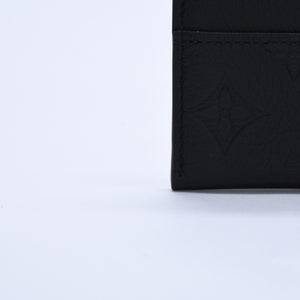 Like new LOUIS VUITTON Porto Cult Double Card Case M81415 Monogram Shadow Leather Embossed Black Used 4a003980
