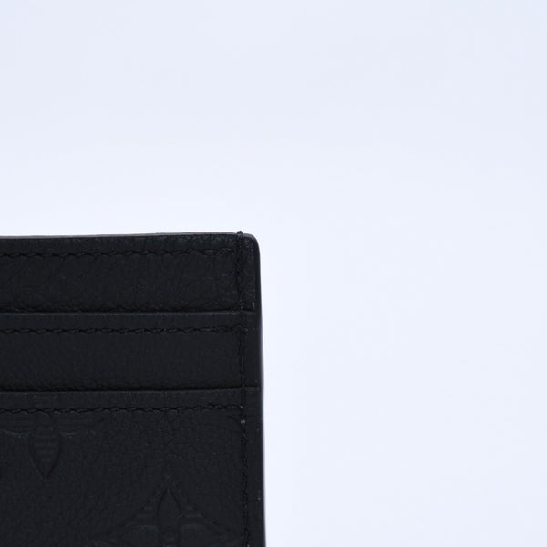 Like new LOUIS VUITTON Porto Cult Double Card Case M81415 Monogram Shadow Leather Embossed Black Used 4a003980