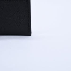 Like new LOUIS VUITTON Porto Cult Double Card Case M81415 Monogram Shadow Leather Embossed Black Used 4a003980