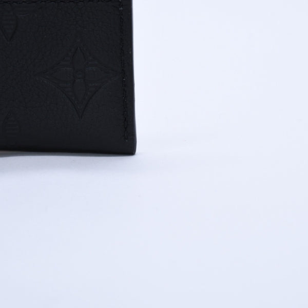 Like new LOUIS VUITTON Porto Cult Double Card Case M81415 Monogram Shadow Leather Embossed Black Used 4a003980