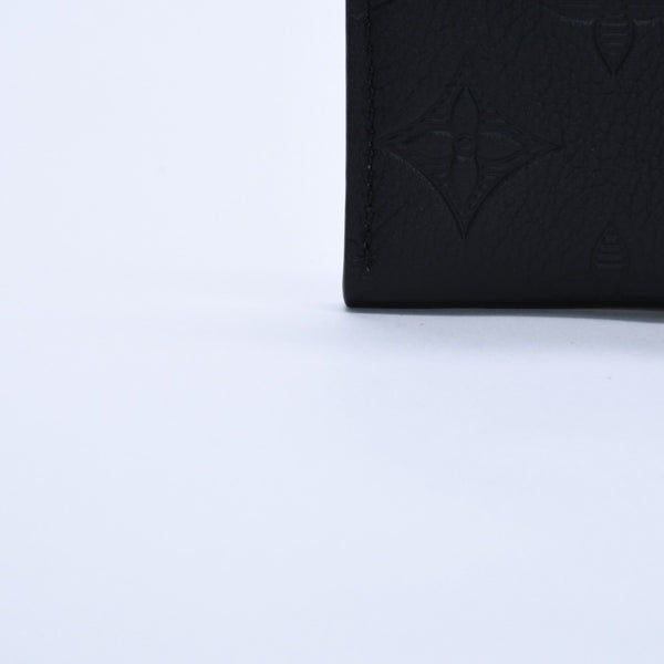 Like new LOUIS VUITTON Porto Cult Double Card Case M81415 Monogram Shadow Leather Embossed Black Used 4a003980