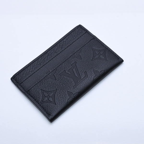 Like new LOUIS VUITTON Porto Cult Double Card Case M81415 Monogram Shadow Leather Embossed Black Used 4a003980