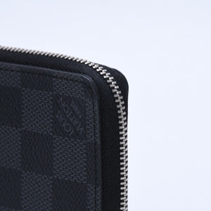 極美品 LOUIS VUITTON ルイヴィトン ジッピー コインパース ダミエグラフィット N63076 コインケース ミニウォレット ブラック ミニ財布 シルバー金具 中古 4a003880