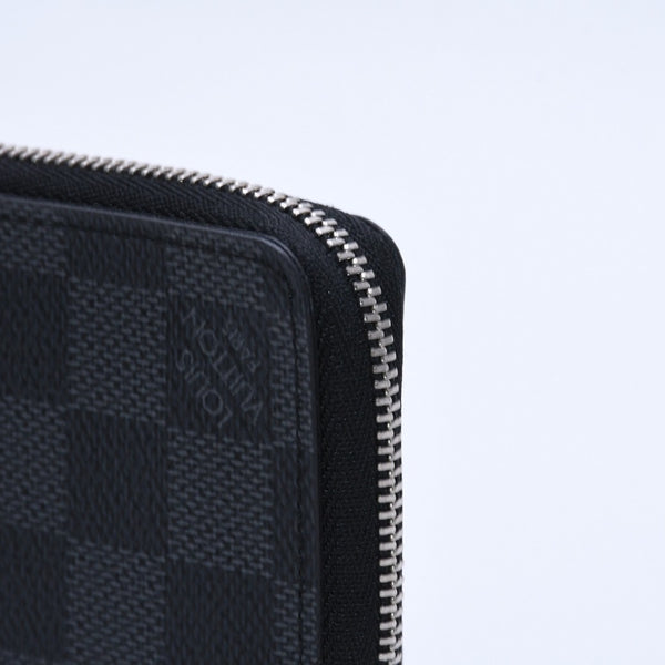 極美品 LOUIS VUITTON ルイヴィトン ジッピー コインパース ダミエグラフィット N63076 コインケース ミニウォレット ブラック ミニ財布 シルバー金具 中古 4a003880