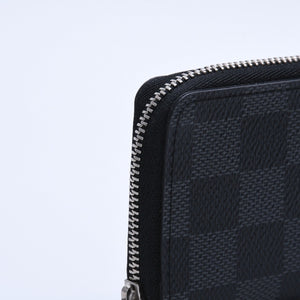 極美品 LOUIS VUITTON ルイヴィトン ジッピー コインパース ダミエグラフィット N63076 コインケース ミニウォレット ブラック ミニ財布 シルバー金具 中古 4a003880