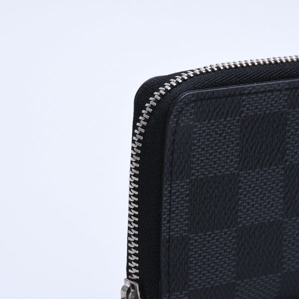 極美品 LOUIS VUITTON ルイヴィトン ジッピー コインパース ダミエグラフィット N63076 コインケース ミニウォレット ブラック ミニ財布 シルバー金具 中古 4a003880