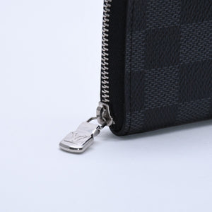 極美品 LOUIS VUITTON ルイヴィトン ジッピー コインパース ダミエグラフィット N63076 コインケース ミニウォレット ブラック ミニ財布 シルバー金具 中古 4a003880