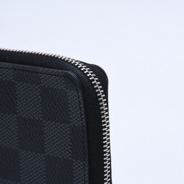 極美品 LOUIS VUITTON ルイヴィトン ジッピー コインパース ダミエグラフィット N63076 コインケース ミニウォレット ブラック ミニ財布 シルバー金具 中古 4a003880