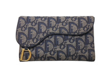 画像をギャラリービューアに読み込む, Christian Dior クリスチャンディオール 三つ折り財布 TR0051 トロッター サドル キャンバス レザー ネイビー 美品 中古 4b000040