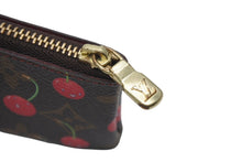 画像をギャラリービューアに読み込む, 極美品 LOUIS VUITTON ルイヴィトン モノグラム チェリー ポシェットクレ コインケース ブラウン レッド 村上隆 M95042 中古 4b000045