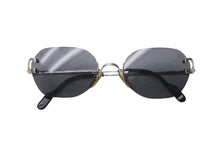 画像をギャラリービューアに読み込む, Cartier カルティエ サングラス メガネ ツーポイント アイウェア 2504224 フランス製 メタル シルバー金具 ブラック 美品 中古 4b000046