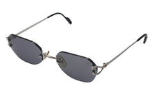 画像をギャラリービューアに読み込む, Cartier カルティエ サングラス メガネ ツーポイント アイウェア 2504224 フランス製 メタル シルバー金具 ブラック 美品 中古 4b000046