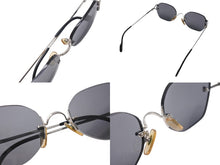 画像をギャラリービューアに読み込む, Cartier カルティエ サングラス メガネ ツーポイント アイウェア 2504224 フランス製 メタル シルバー金具 ブラック 美品 中古 4b000046