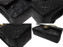 Load image into Gallery viewer, 極美品 CHANEL シャネル マトラッセ 25 Wフラップ Wチェーンショルダーバッグ 5番台 ラムスキン ココマーク ブラック ゴールド金具 中古 4b005044