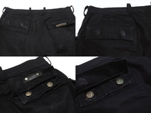 Load image into Gallery viewer, CHROME HEARTS クロムハーツ FATIGUE ファティーグ パンツ ブラック コットン シルバー925 クロスボタン ロゴ サイズ30 美品 中古 4b005052