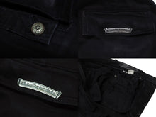 Load image into Gallery viewer, CHROME HEARTS クロムハーツ FATIGUE ファティーグ パンツ ブラック コットン シルバー925 クロスボタン ロゴ サイズ30 美品 中古 4b005052