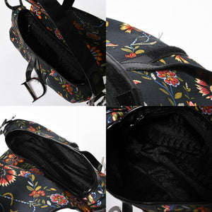 Christian Dior Galliano Period Saddle Bag Canvas Leather Navy Black Multicolor RU 0052 Floral Pattern Good Condition Used 4a008354