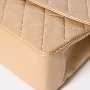 極美品 CHANEL シャネル マトラッセ ココマーク ダイアナ フラップチェーンショルダーバッグ ベージュ ゴールド金具 1番台 ラムスキン 中古 4a008251