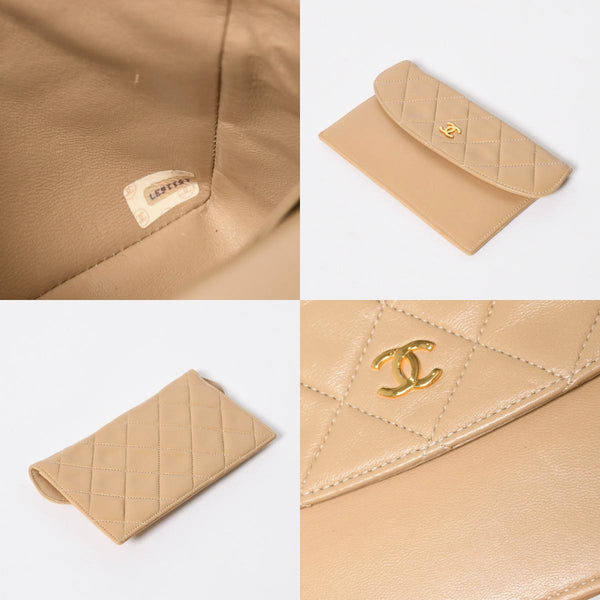 極美品 CHANEL シャネル マトラッセ ココマーク ダイアナ フラップチェーンショルダーバッグ ベージュ ゴールド金具 1番台 ラムスキン 中古 4a008251